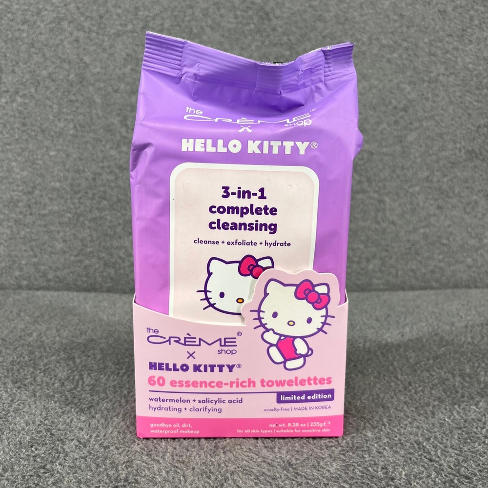 The Crème Shop Hello Kitty Cleansing Towelettes 60ct Purple Watermelon Salicylic